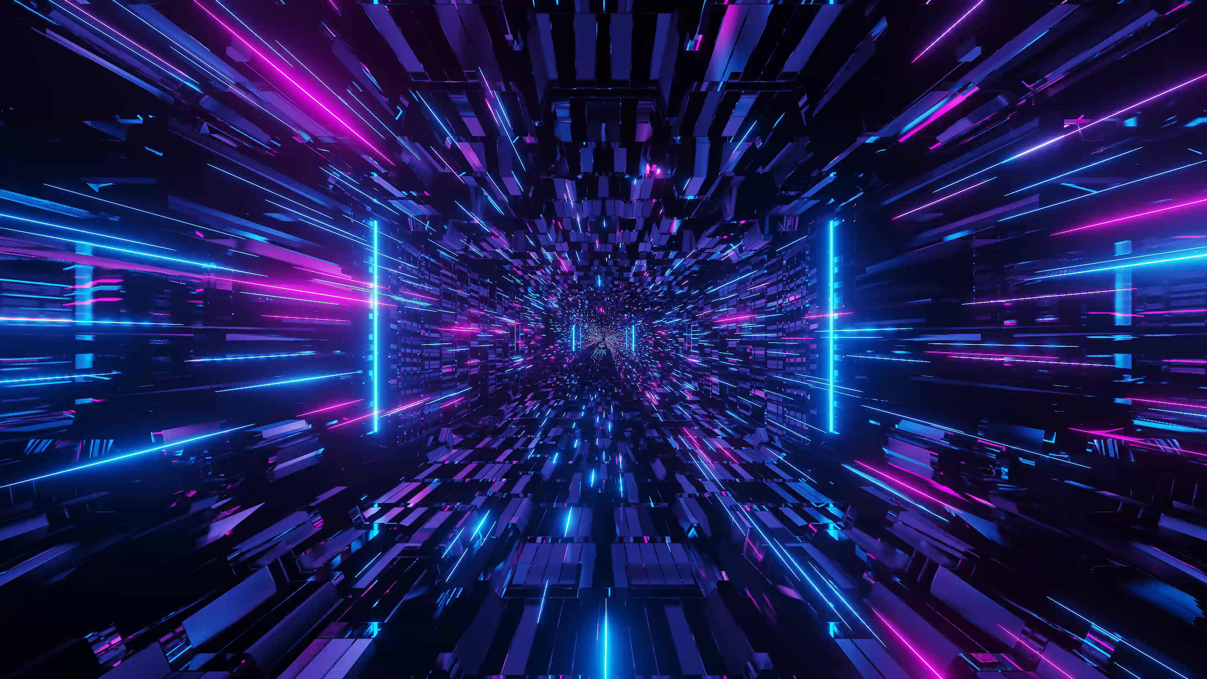 A 3D illustration of blue and purple futuristic sci-fi techno lights-cool background